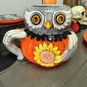 Johanna Parker Festive Owl Mug with Sunflower Design